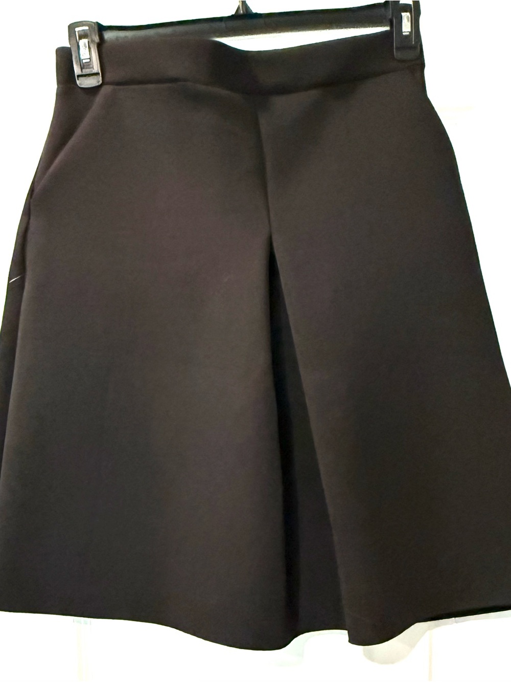 Women's Black A-Line Skirt with Front Panel Detail